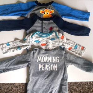 3-6mo Long sleeve boys baby onesies Bundle of 4 gerber cat & jack etc